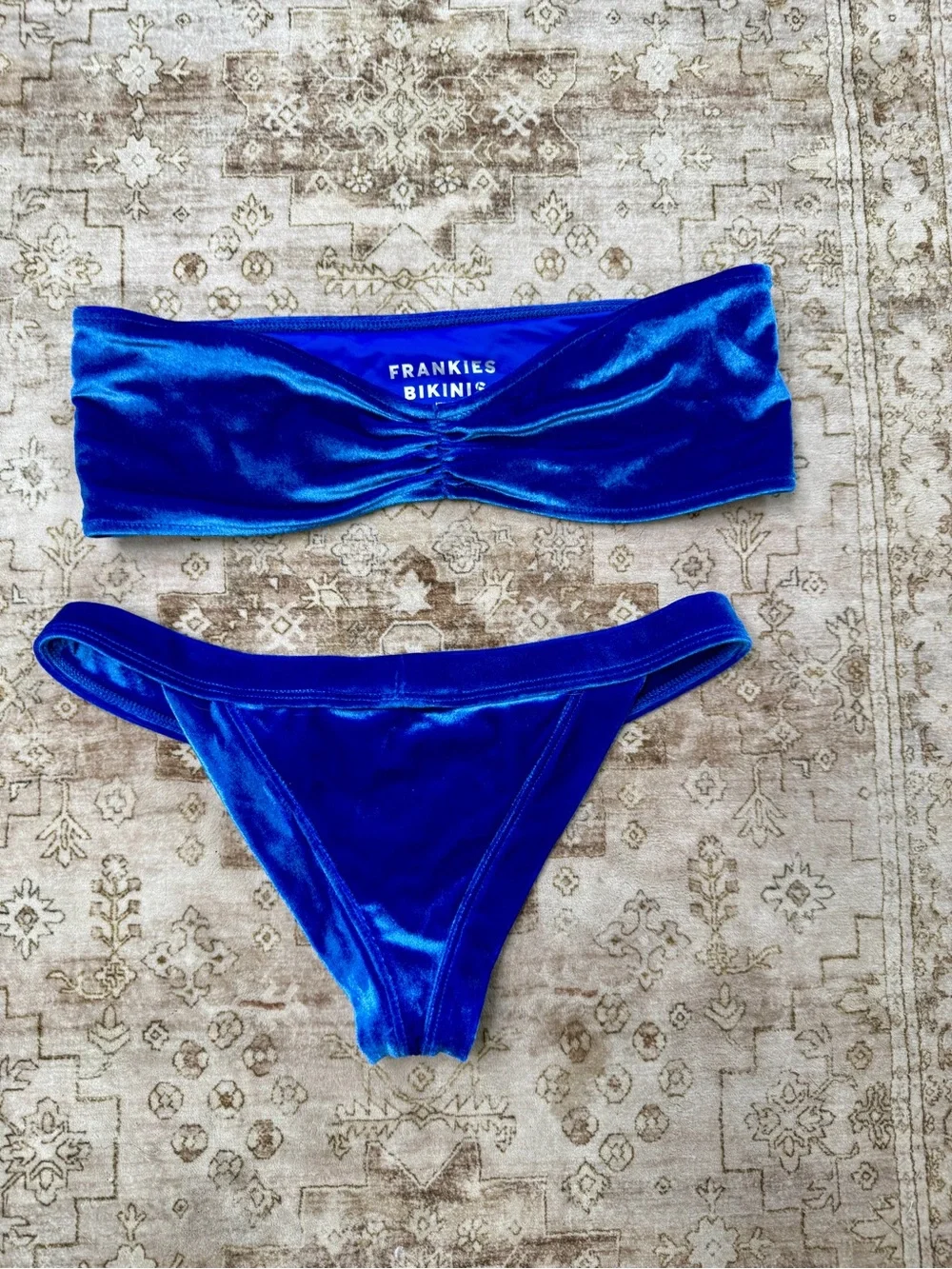 FRANKIES BIKINIS Jeanette Blue Velvet Bikini Set